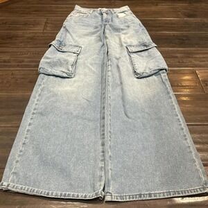 RSQ Crazy Baggy Jeans 24 Waist Y2K Skate Denim Wide Leg 11" Opening